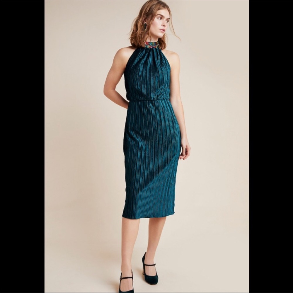 NWT Anthro Shoshanna Denise Velvet Midi Dress